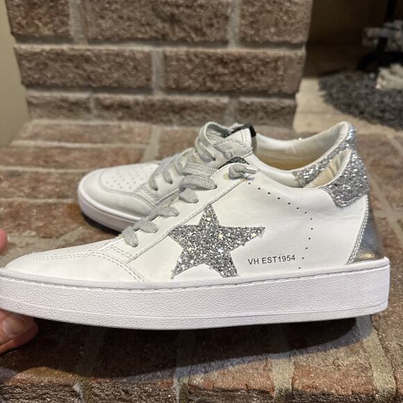 Vintage Havana Silver Glitter Star Ladies Shoes Size 8 - Picture 3 of 16